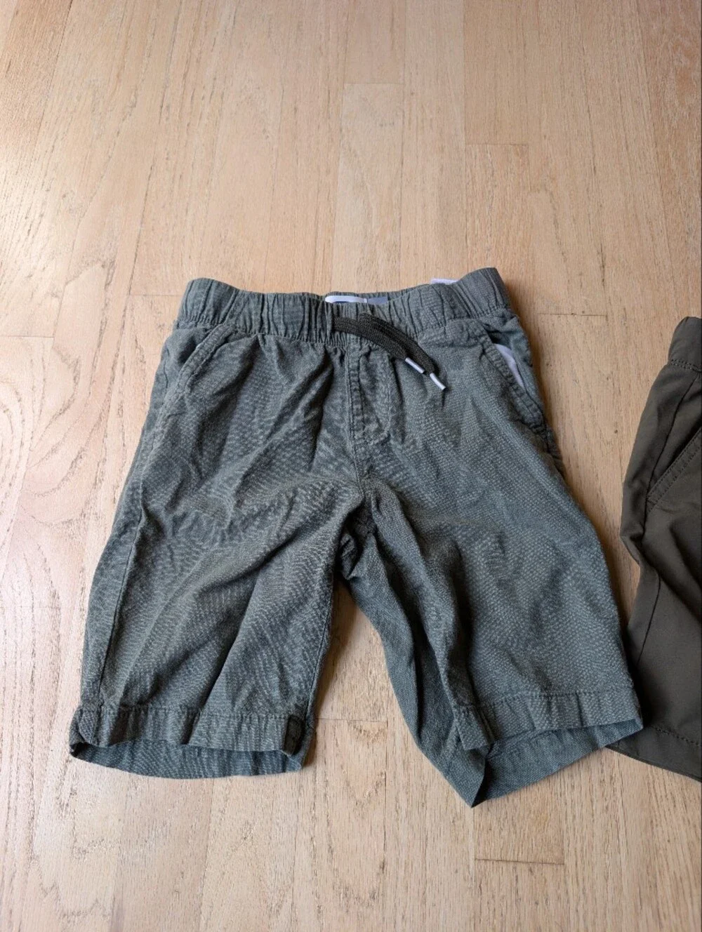 Old Navy Boys 3-Pack Shorts in Olive, Gray, and Striped Gray